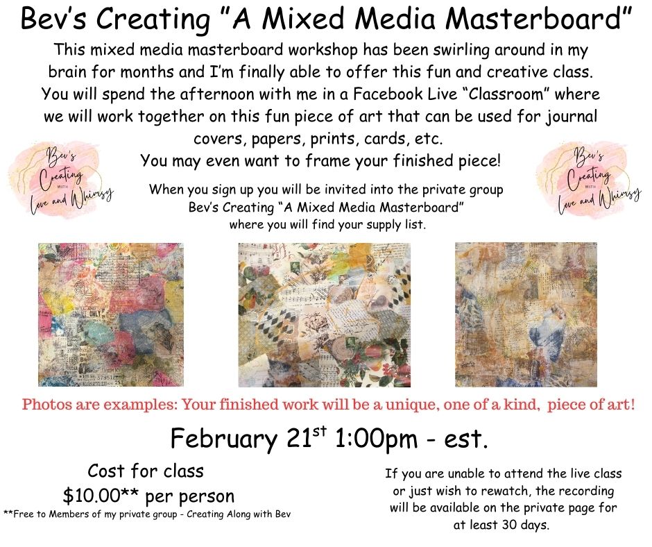 Bev's Creating - "A Mixed Media Masterboard" workshop