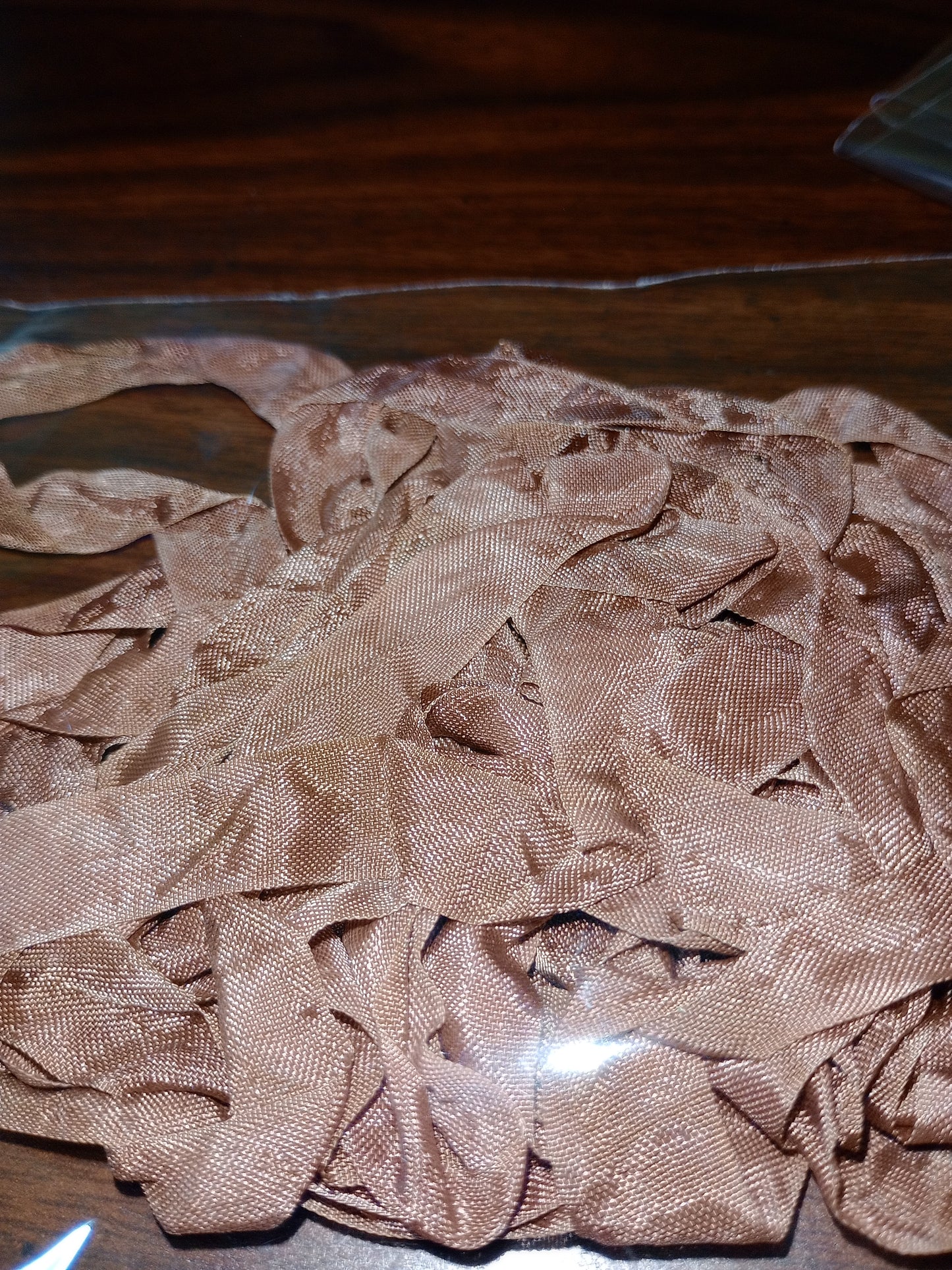 5 - yards of dark brown hand dyed seam binding. 🤎 This color is solid and perfect for all your FALL 🍁🍂 crafts.
