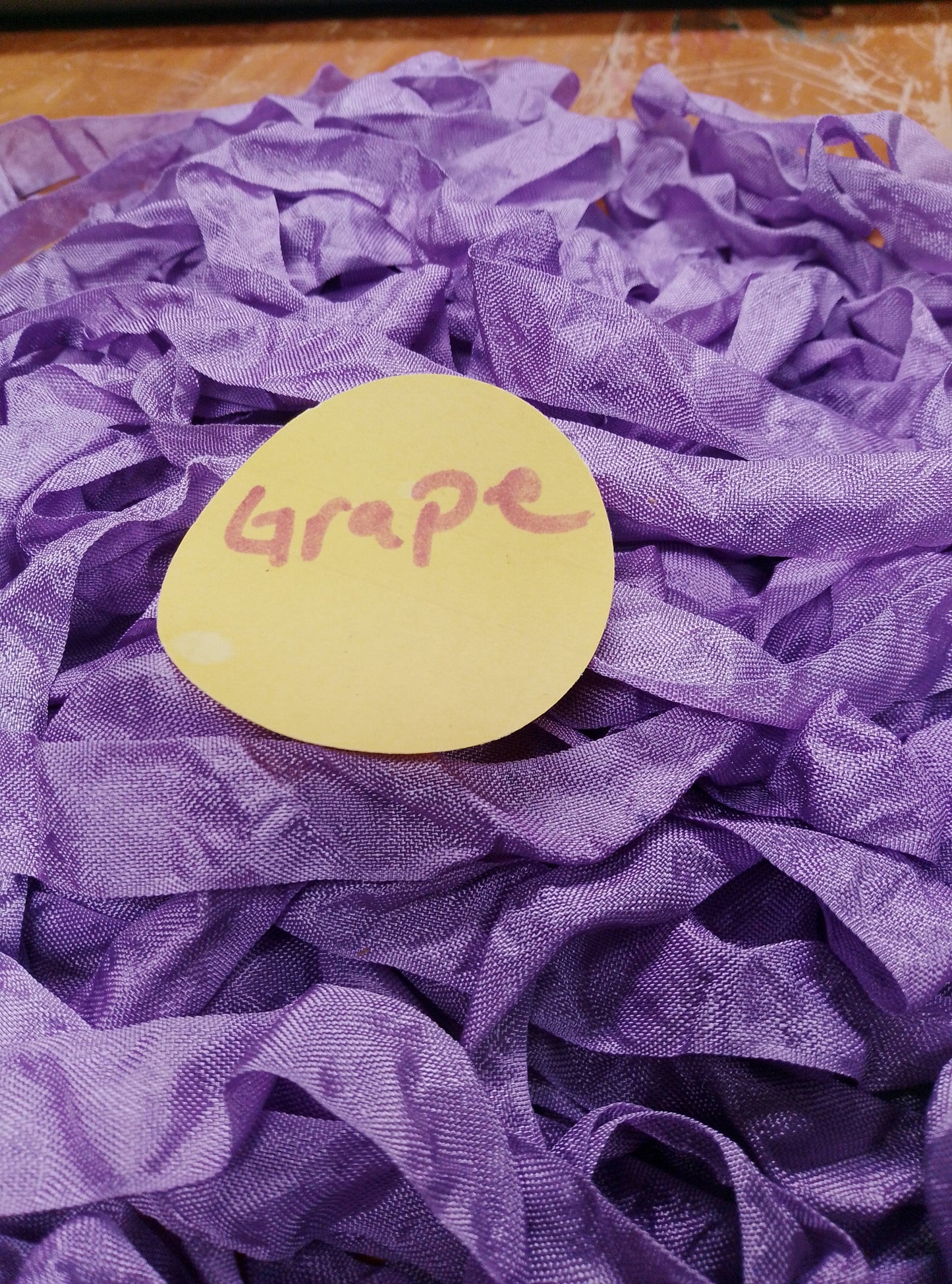 5 yards uncut crinkled seam binding grape 🍇🍇 remember grape kool-aid that's what I thought about when I made this formula....evil laughing 😂😂