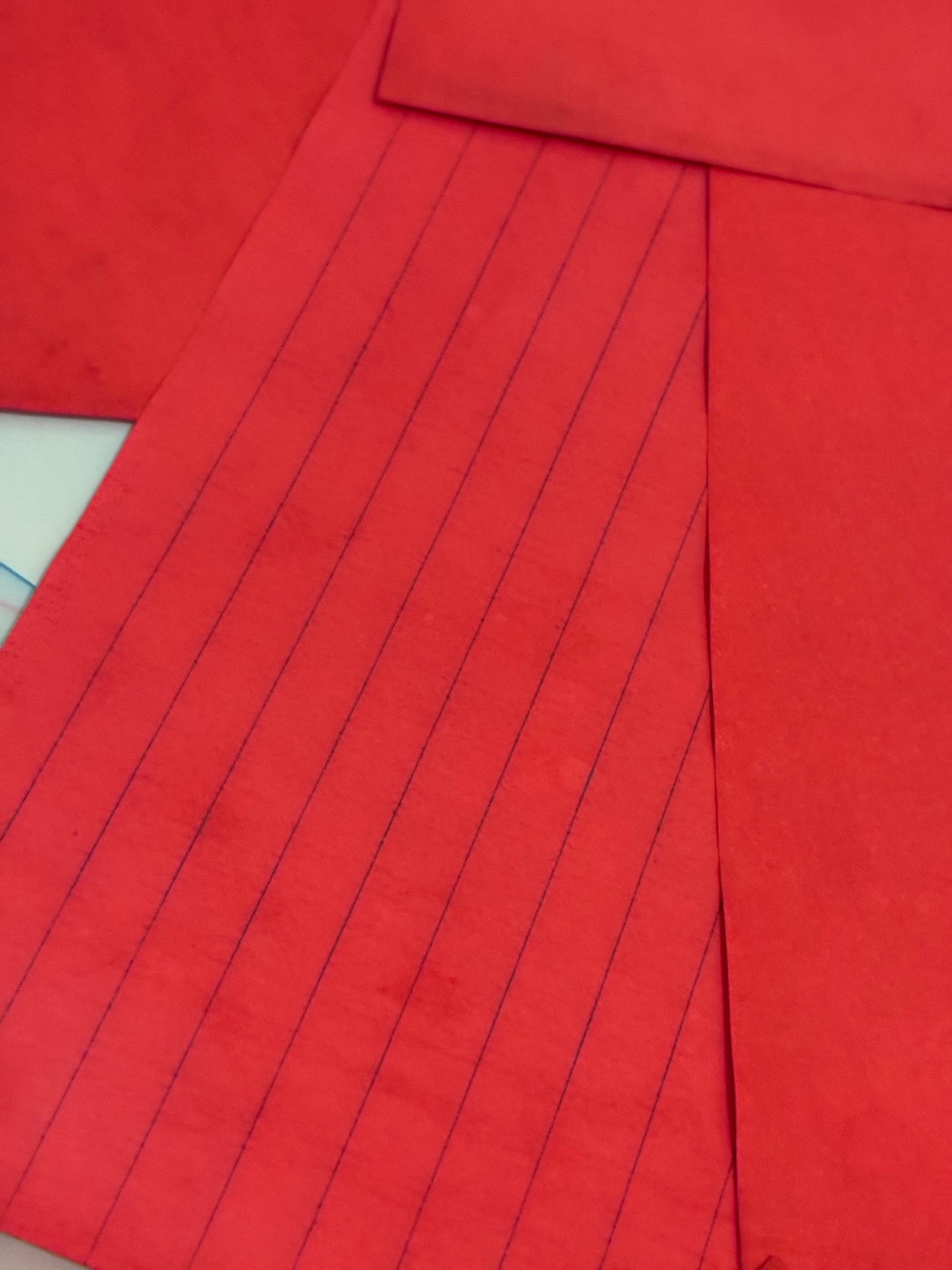 Red - 10 - pieces hand dyed lined paper