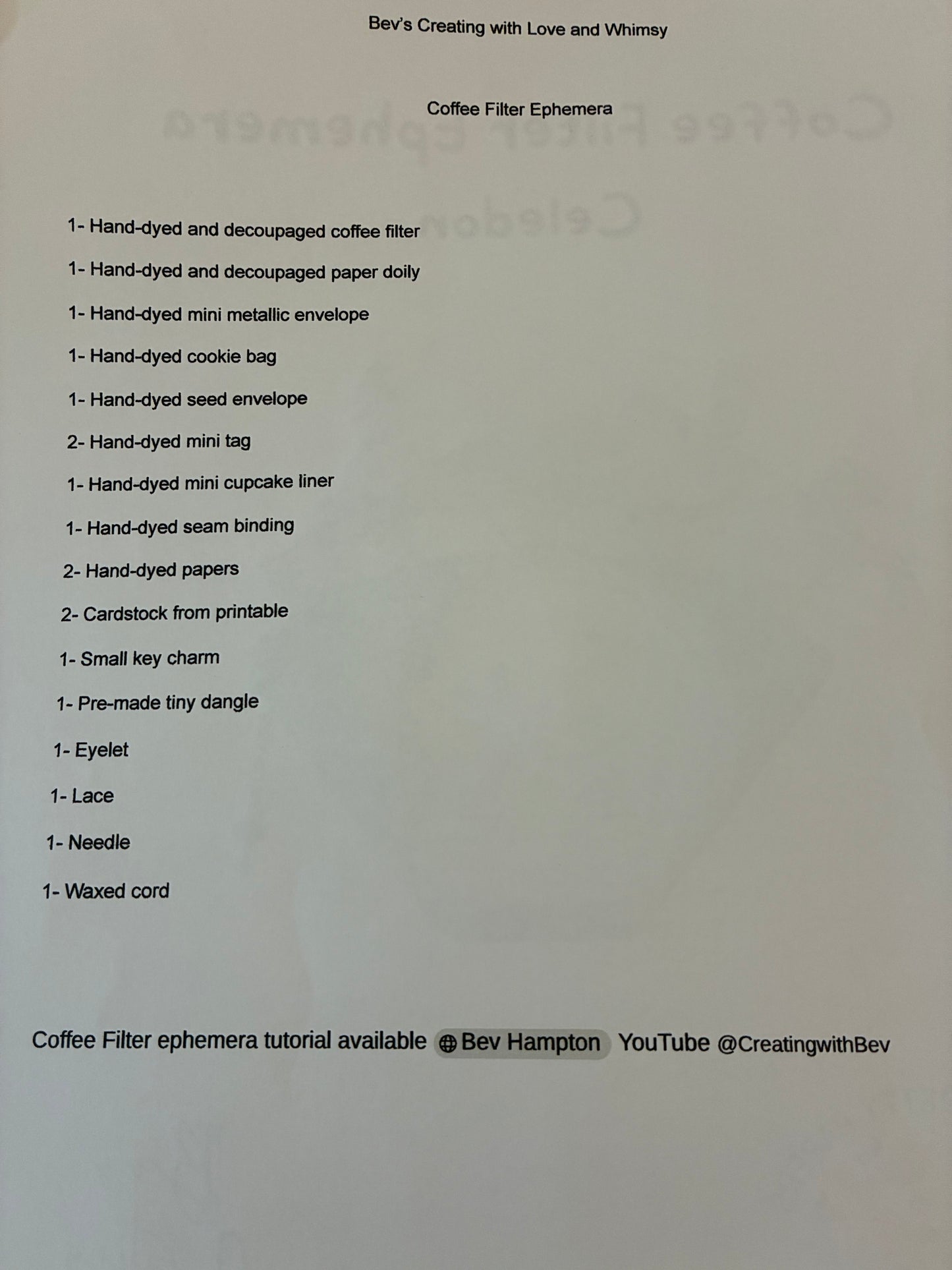 Coffee Filter Ephemera ~ Caribbean Blue