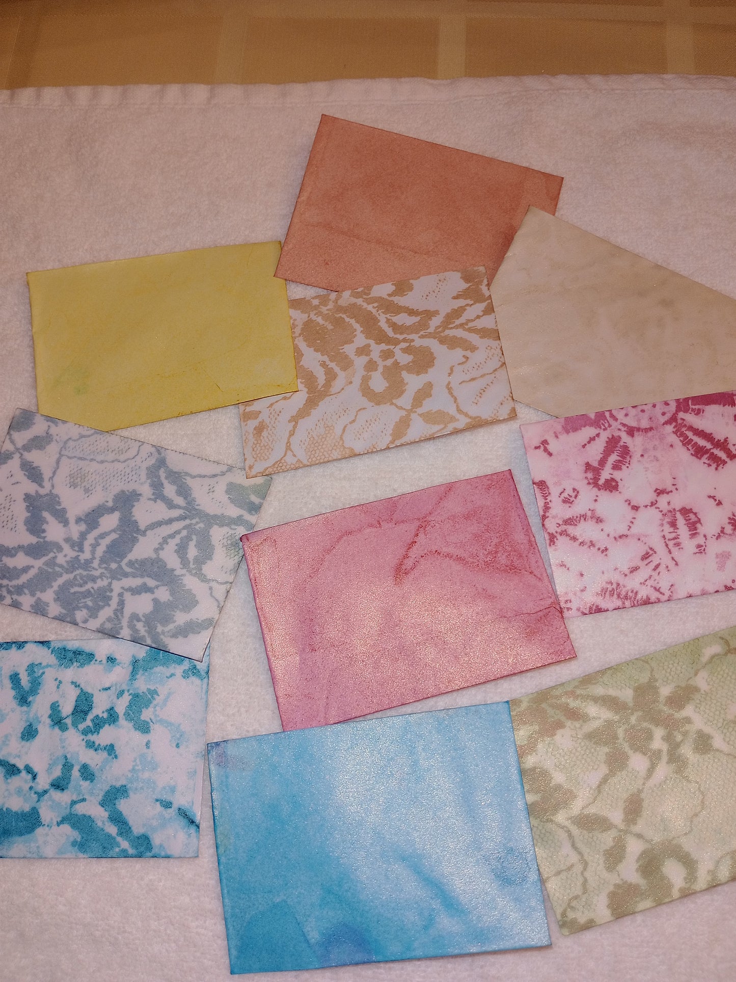 Hand dyed Mini metallic envelopes 3 1/2 x 2 1/2