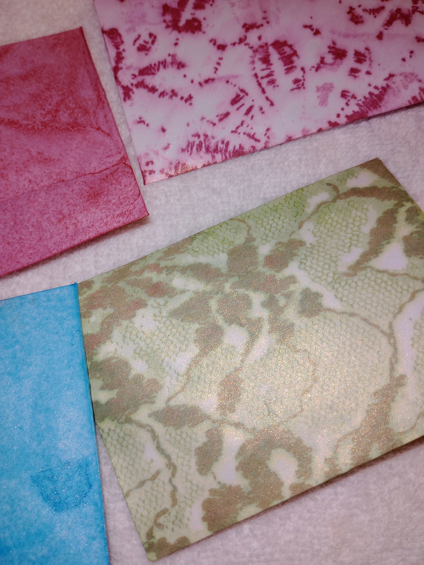 Hand dyed Mini metallic envelopes 3 1/2 x 2 1/2