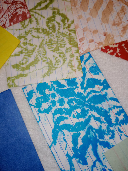 Assorted colors hand dyed index cards - 10 per pack