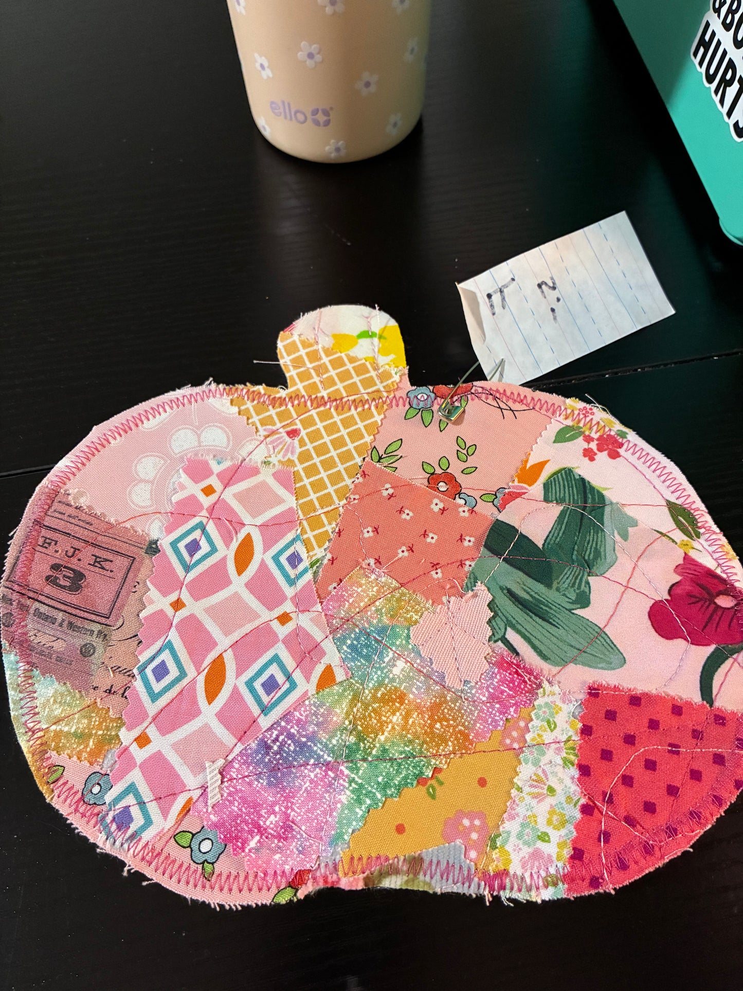Pink pumpkin appliqué