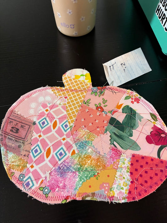 Pink pumpkin appliqué