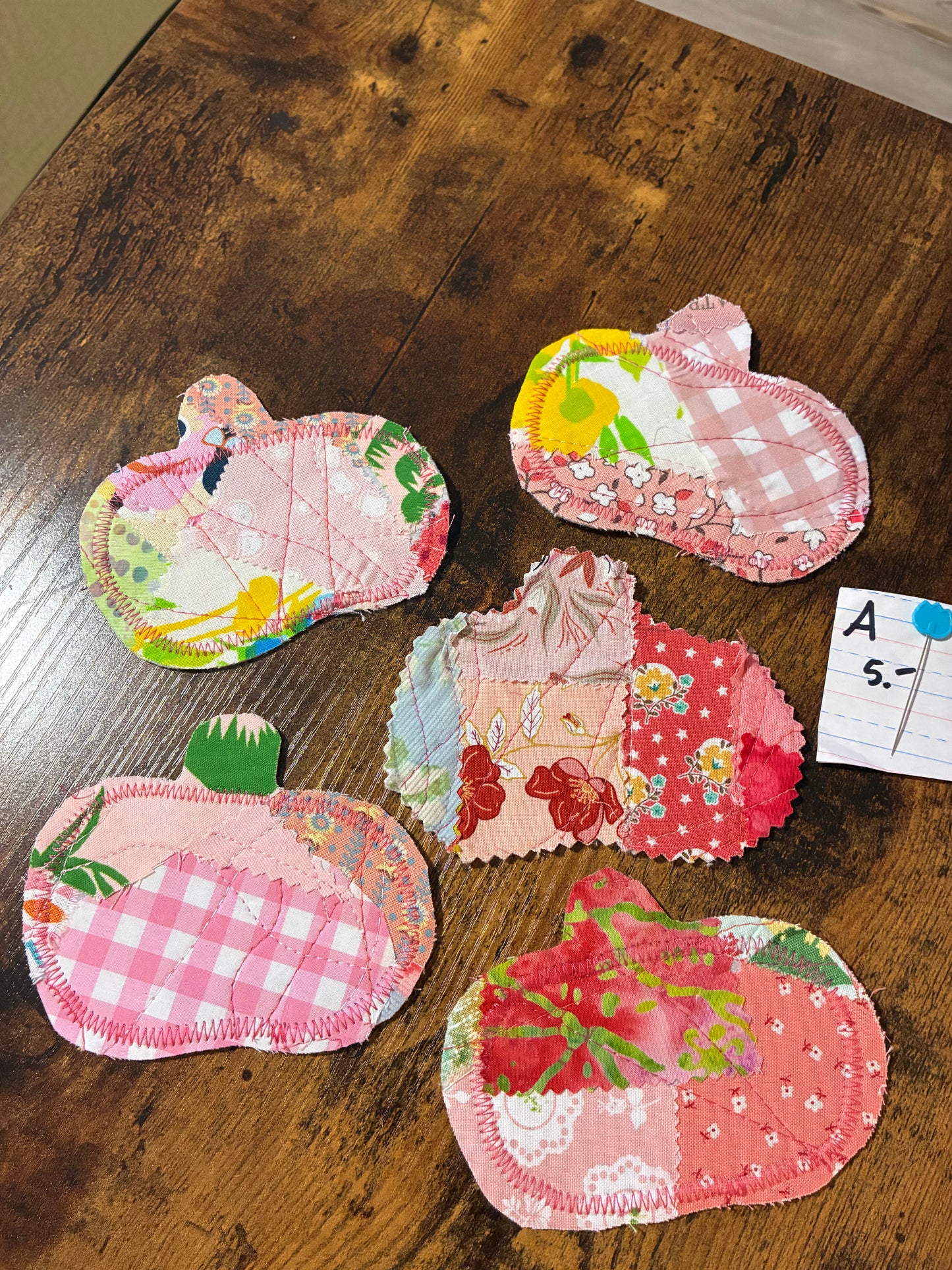 5 - mini pink pumpkin appliqués