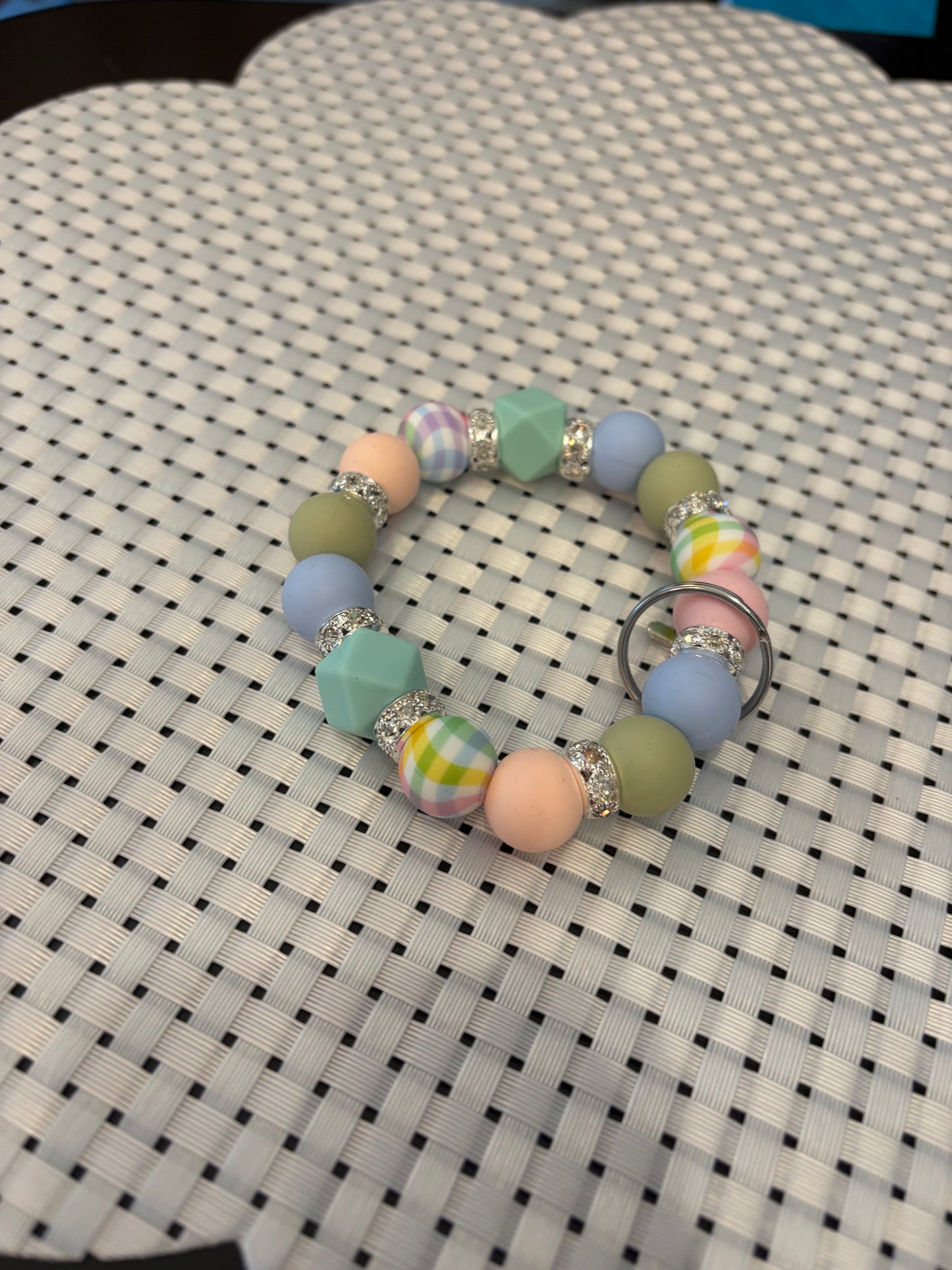 Silicone beaded key chains -approximately  2-3" diameter