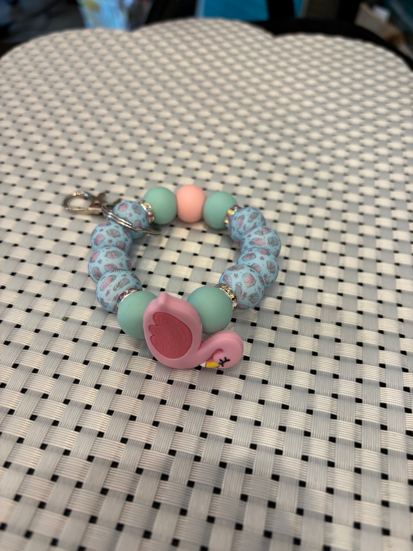 Silicone beaded key chains -approximately  2-3" diameter