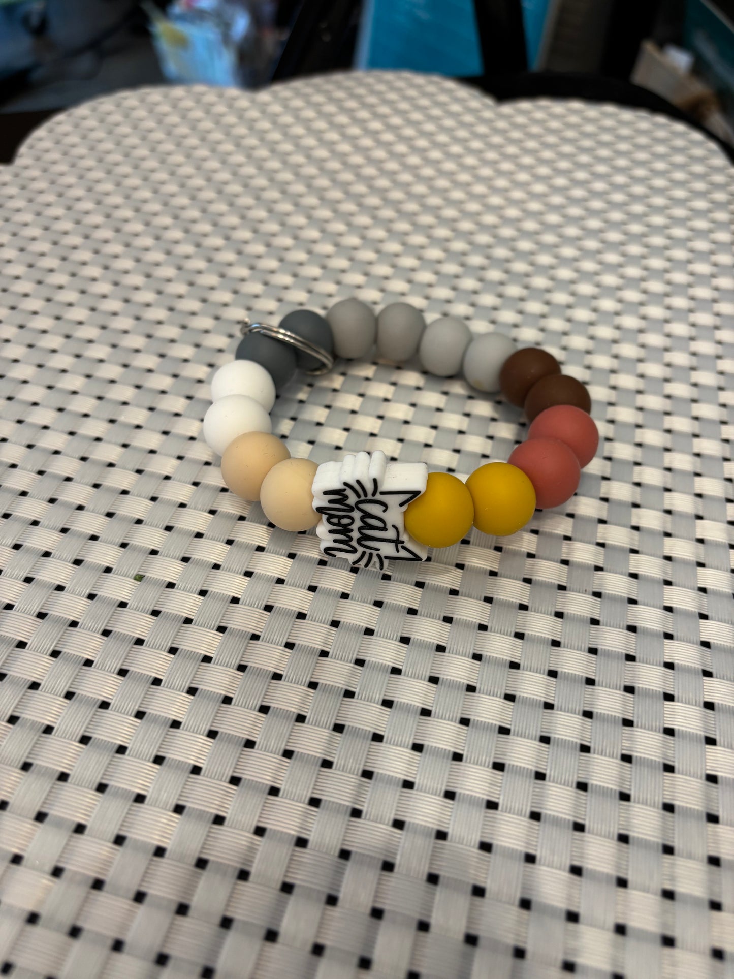 Silicone beaded key chains -approximately  2-3" diameter