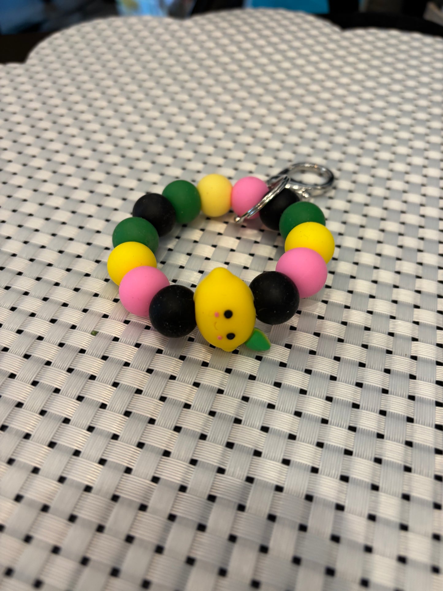 Silicone beaded key chains -approximately  2-3" diameter