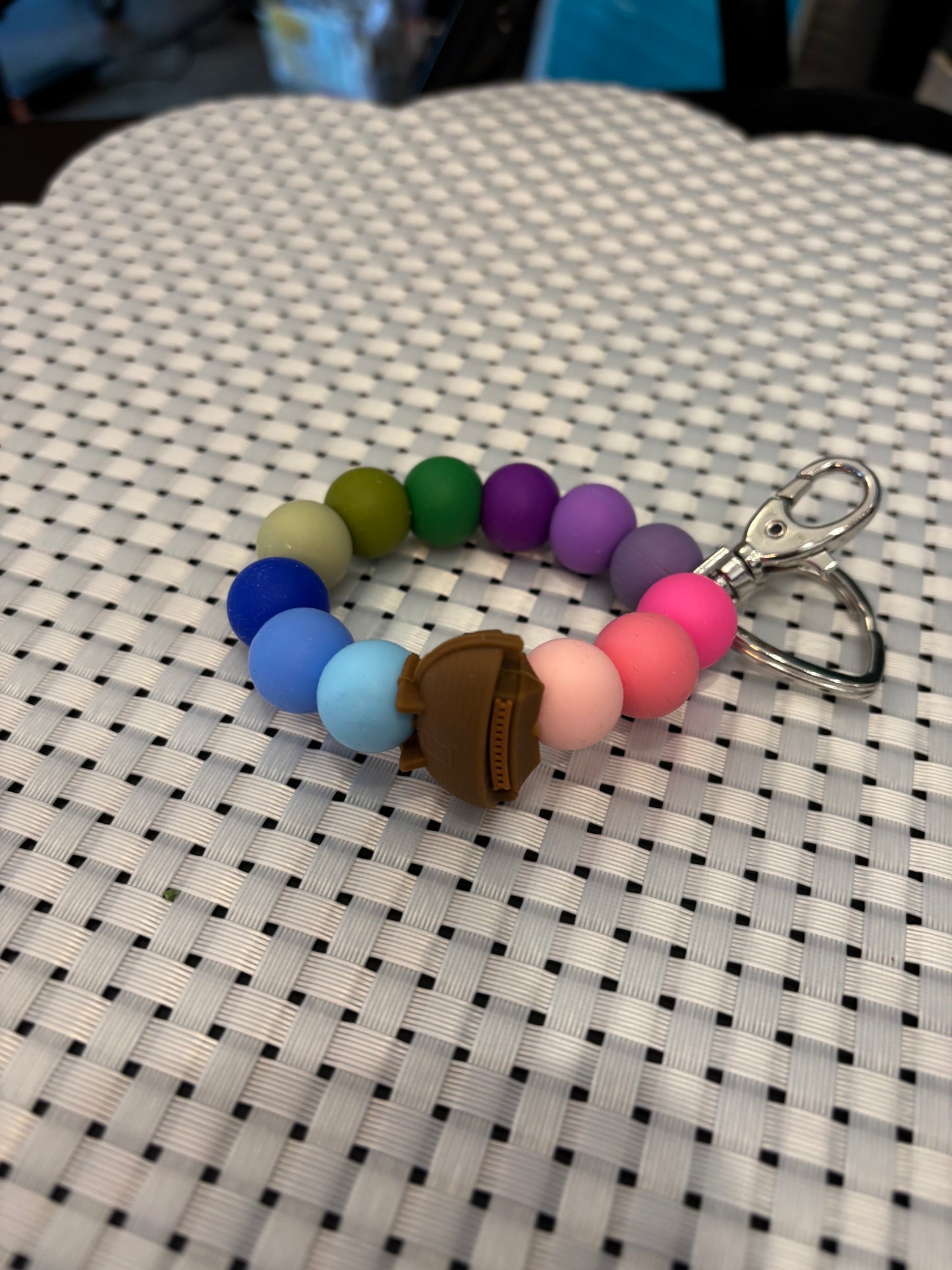 Silicone beaded key chains -approximately  2-3" diameter