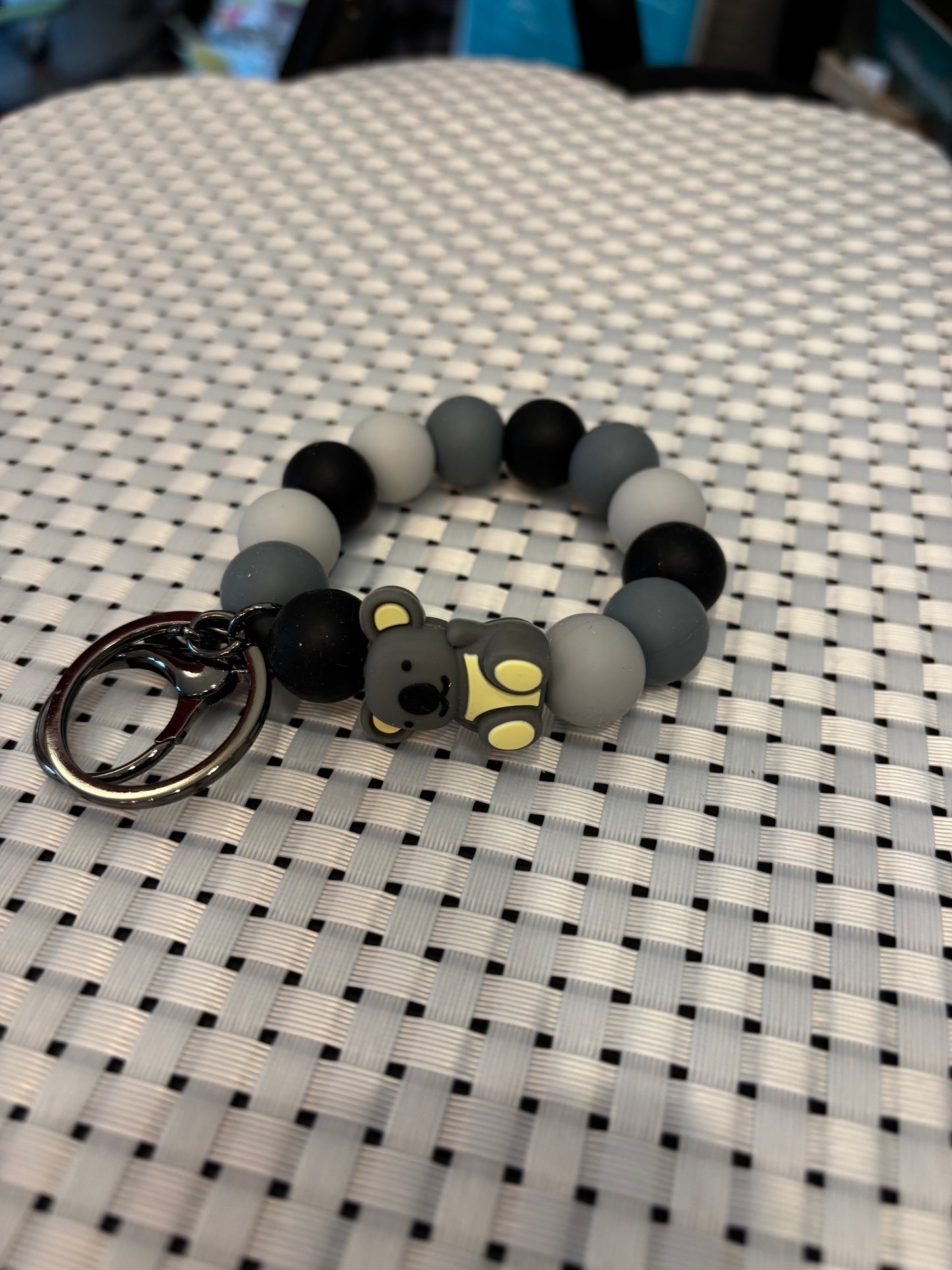 Silicone beaded key chains -approximately  2-3" diameter