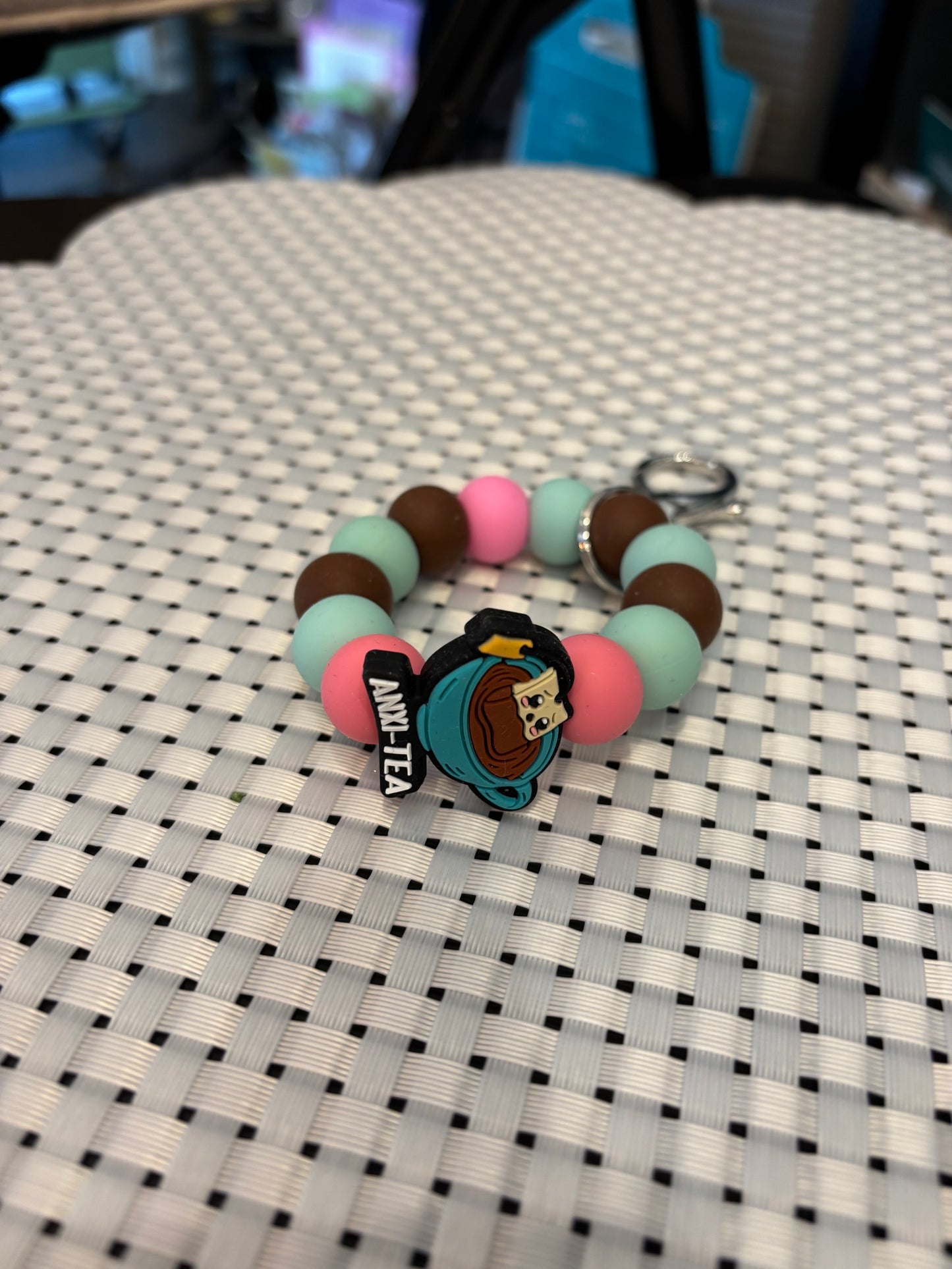 Silicone beaded key chains -approximately  2-3" diameter