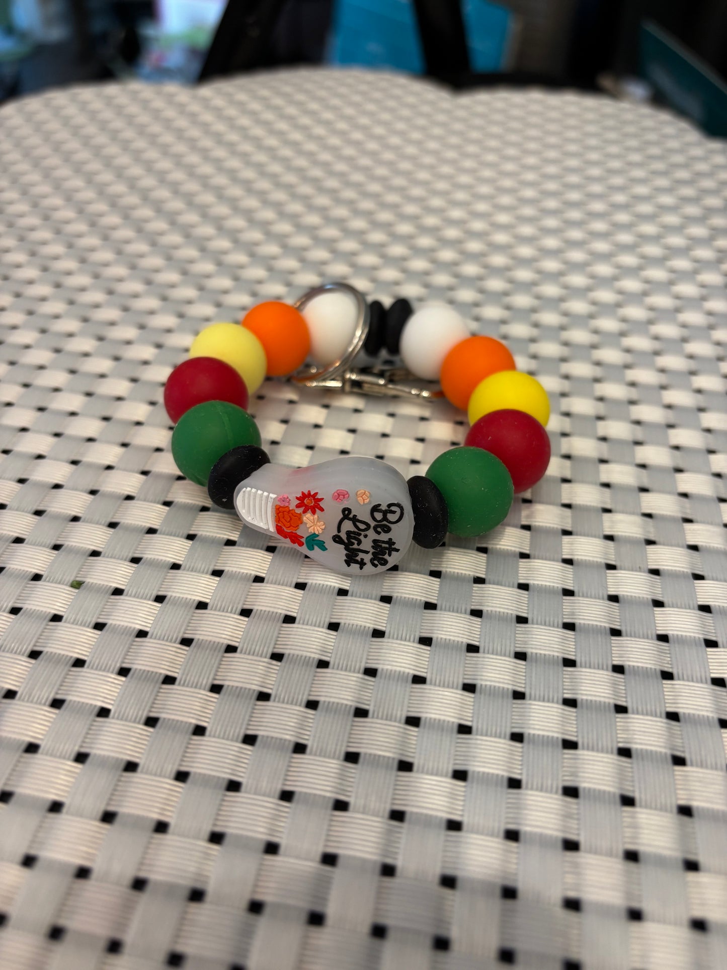 Silicone beaded key chains -approximately  2-3" diameter