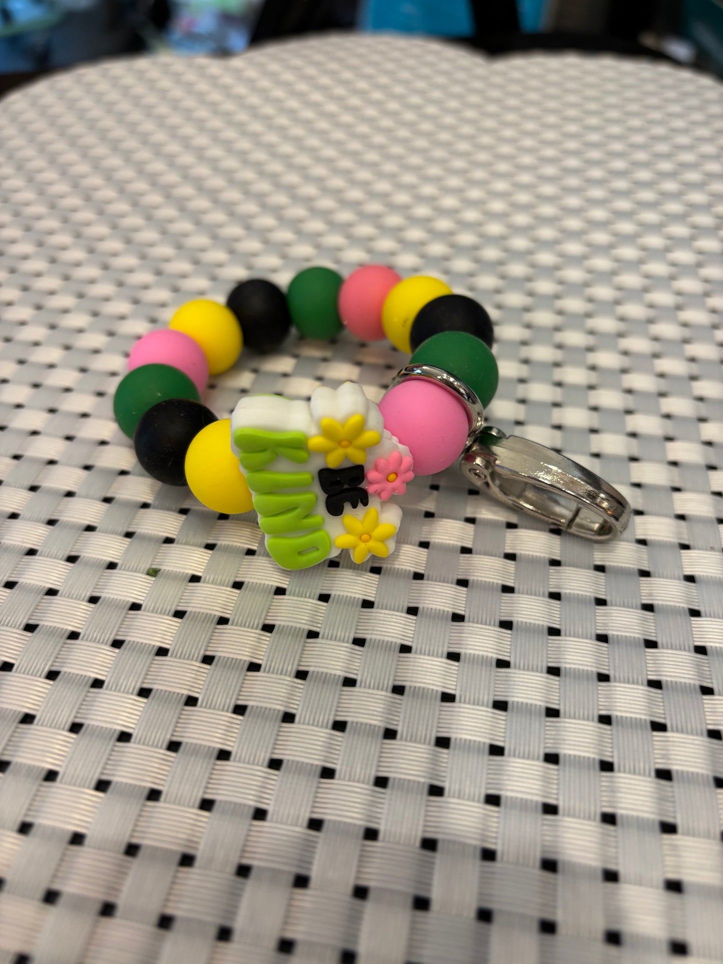 Silicone beaded key chains -approximately  2-3" diameter