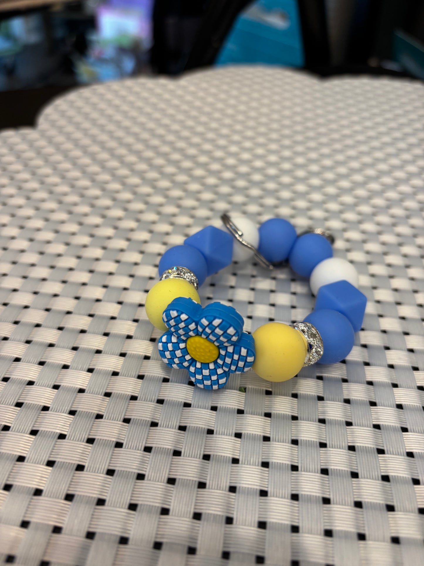 Silicone beaded key chains -approximately  2-3" diameter