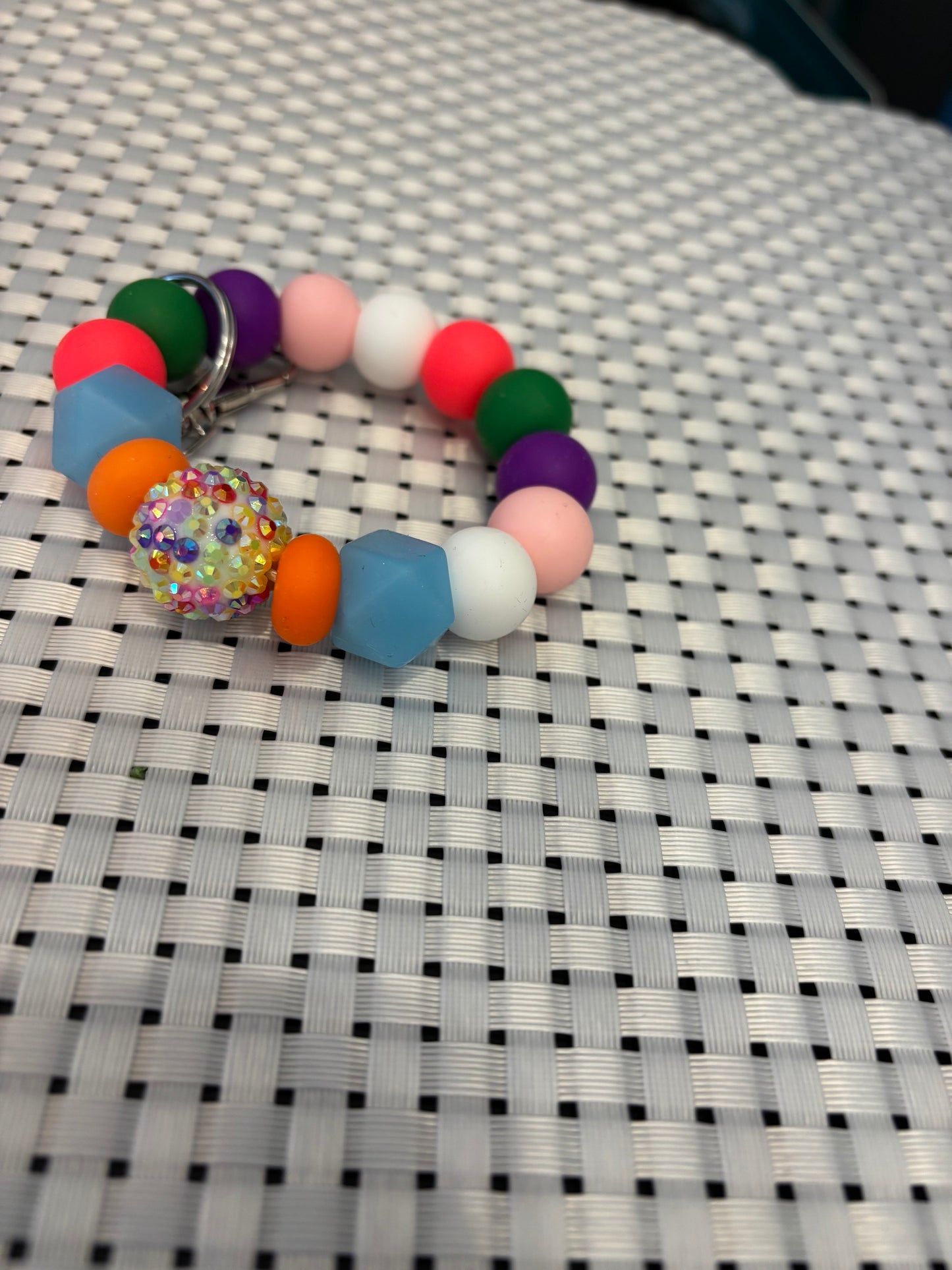Silicone beaded key chains -approximately  2-3" diameter