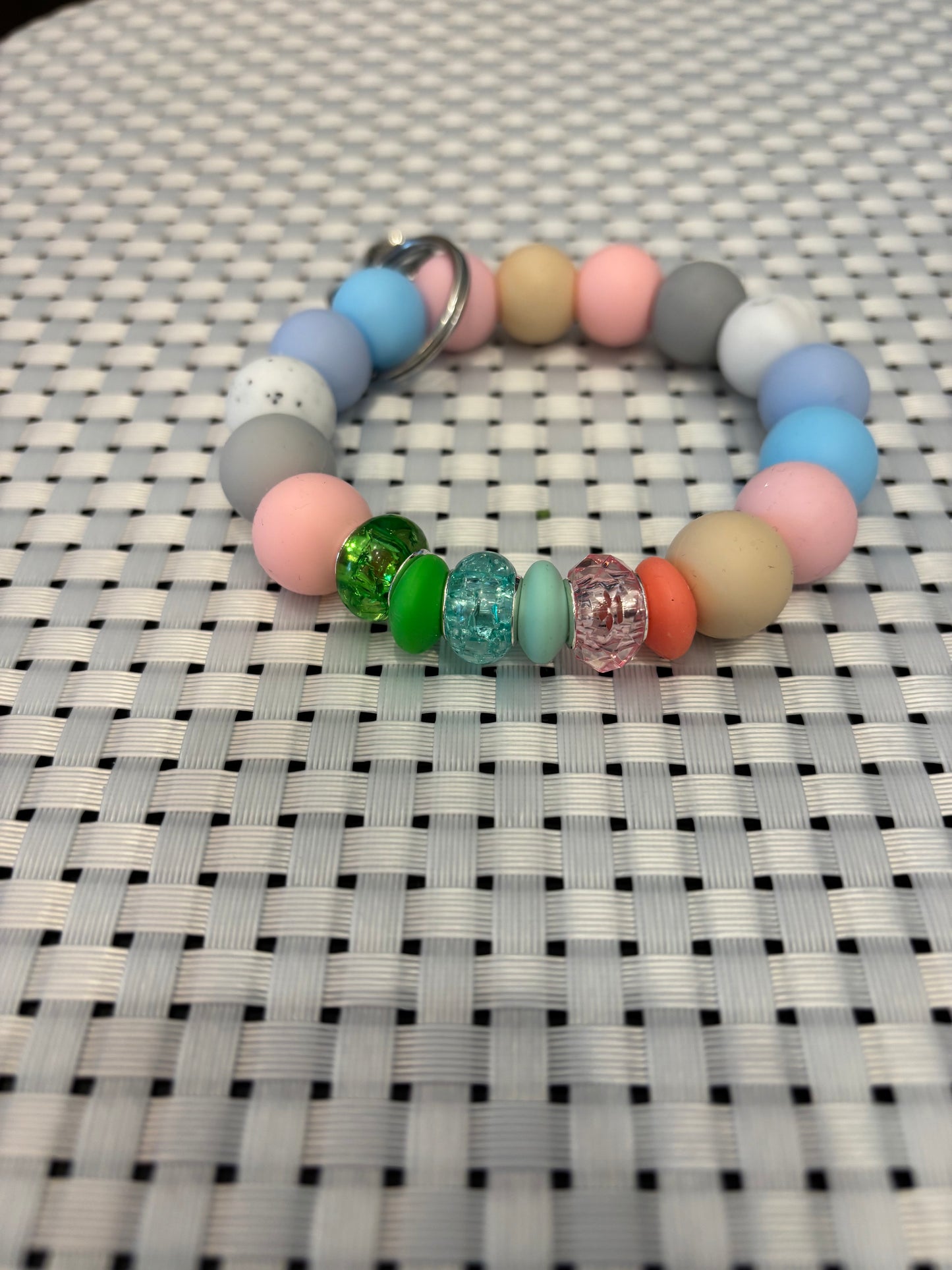 Silicone beaded key chains -approximately  2-3" diameter