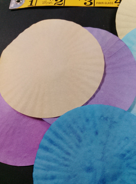 Candy wrappers hand dyed assorted colors, 10 per pretty pack.  These are so cute deco-podged over papers in your journals or mixed media projects.  Try out a pack today 😜