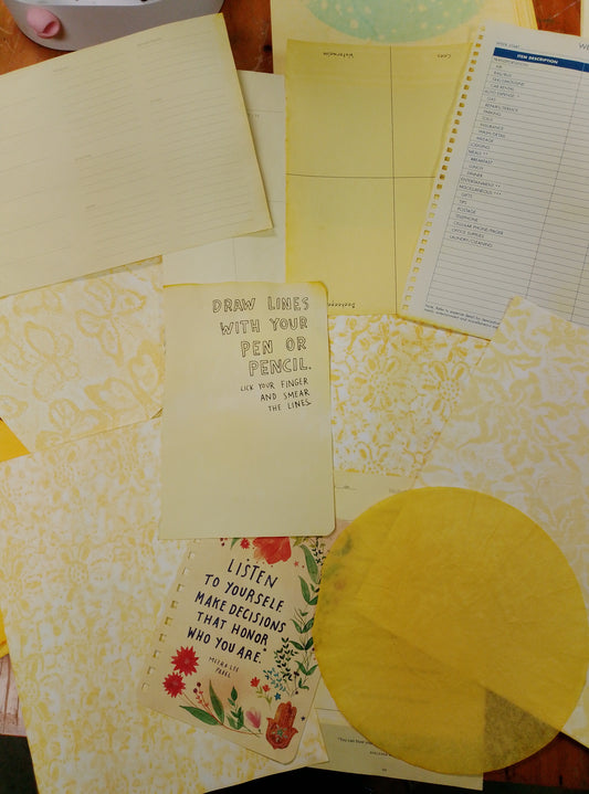 Tricia's Pretty Paper pack in a cheery daffodil shade.  These paper packs will brighten up any journal or craft project.  Papers from journals, calendars, cute stationary and of course Tricia's signature designer papers.
