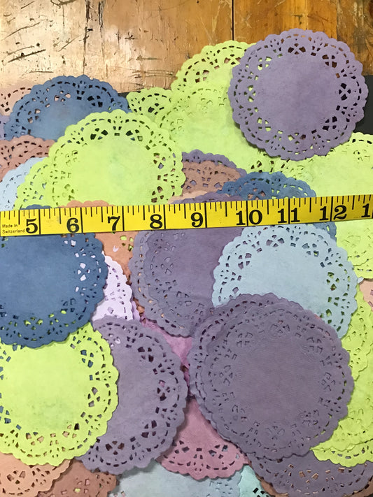 These 3" paper doilies weren't hard to dye at all 😆😆 AHHH.  But they are worth the struggle.  I know you will love them just as much as I loved taking them apart 1 by 1 😆 There are 10 per pretty assorted packs.
