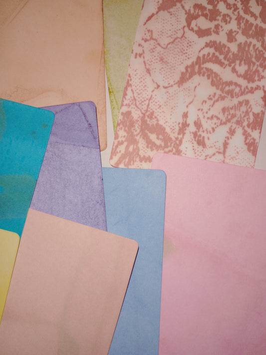 4x3 hand dyed card blanks with rounded corners.  Card stock quality.