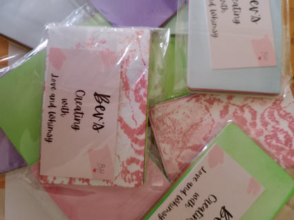 Assorted colors 3" x 4 1/2" hand dyed card blanks great for tags and faux ATC cards or you could just throw them on the floor for later 😆😆 10 - per pack